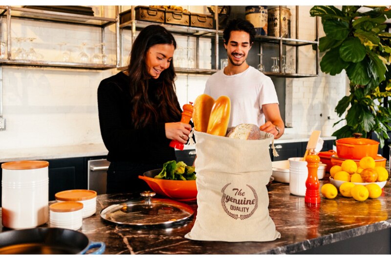 1PC Reusable Linen Bread Bags Homemade Craft Bread Storage Bag with Drawstring Bread Storager TXTB1