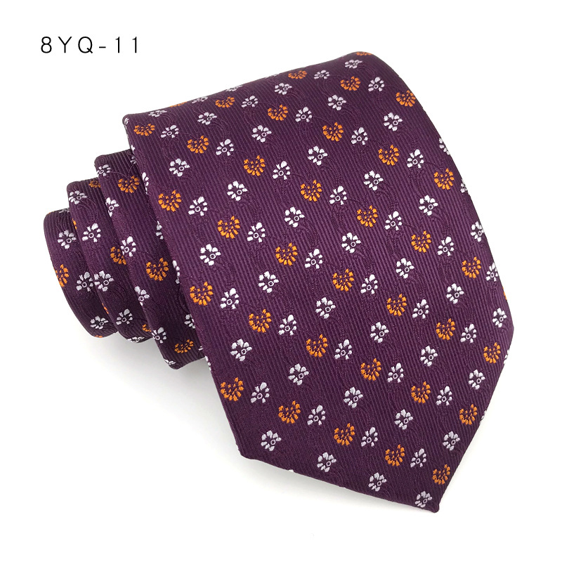 Corbata de lujo de 8CM para hombre, corbatas de lunares para novio, padrino de boda, tejido Jacquard Floral, Ascot, accesorios formales para de negocios: Lavanda