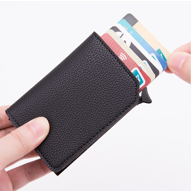 Bisi Goro Anti-Diefstal Smart Wallet Carbon Fiber Credit Kaarthouder Rfid Pop-Up Clutch Multi Mannen en Vrouwen Unisex Card Case