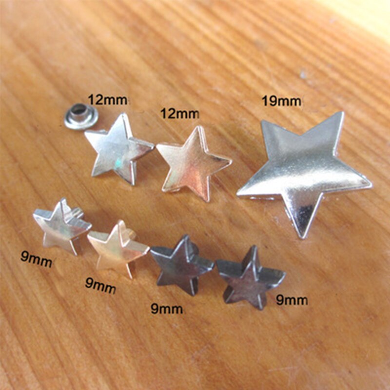 Juego de 10 tachuelas para bolsos de ropa, tachuelas y pinchos para ropa, remaches planos de estrellas, tachuelas de cuero, accesorios para ropa artesanal