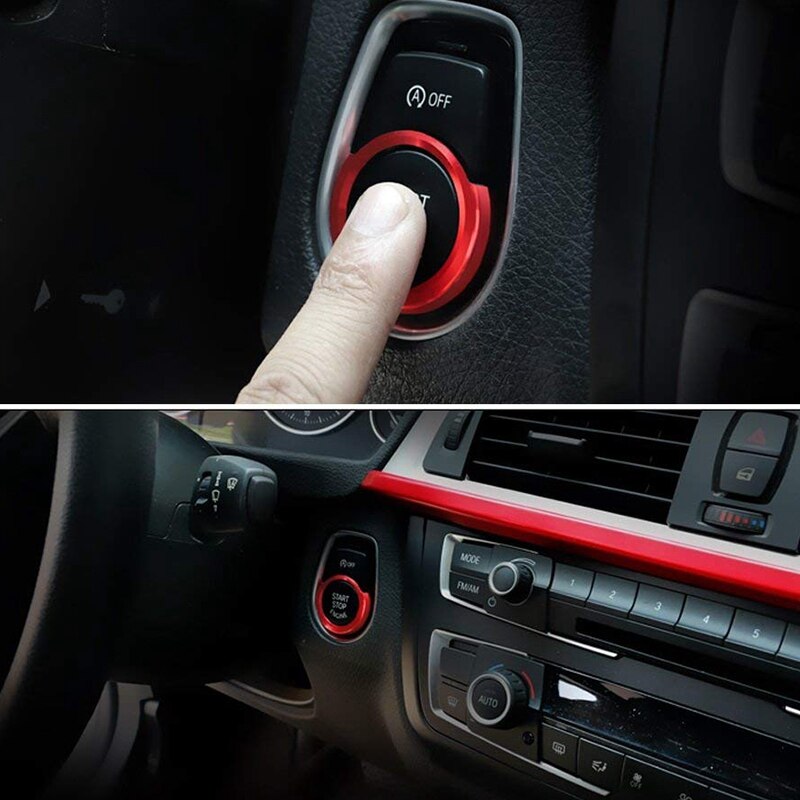 Red Aluminum Keyless Engine Push Start Button Decoration Ring Trim for BMW 2 3 4 Series X1 (F22 F30 F32 F34 F48)