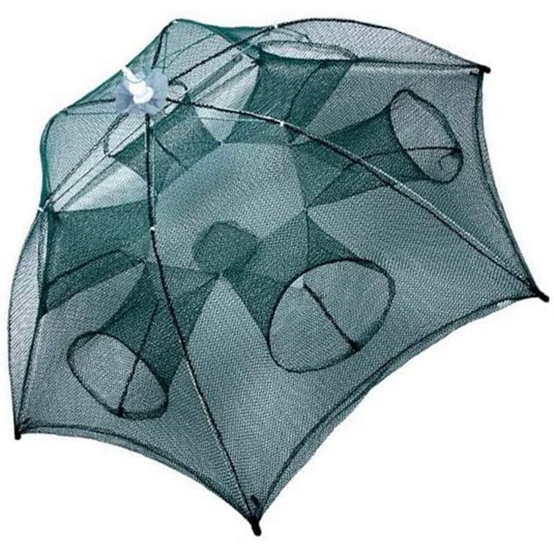 Foldable bait trapping net for squid/fish, shrimp and lobster , 6-- hole foldable fishing cage net