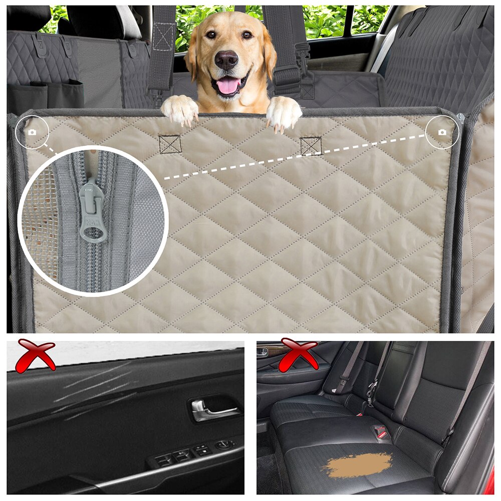 Couverture de siège de voiture pour animaux de compagnie,imperméable à l&#39;eau, hamac arrière, accessoires de voyage, tapis de coffre, protecteur, porte-chiens