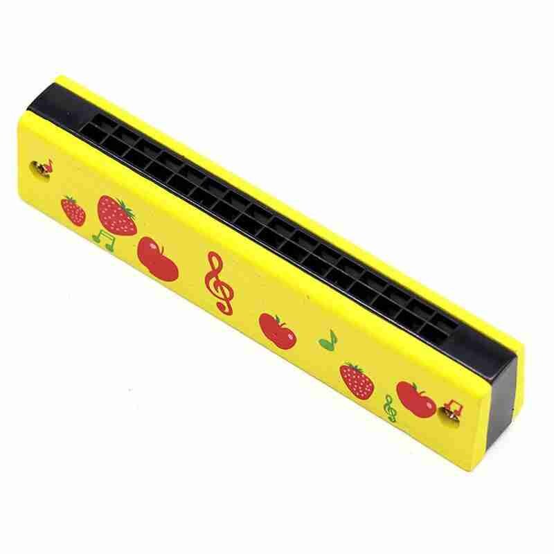 Double Row 16 Hole Harmonica Children's Wooden Painted Harmonica Musical Instrument Children's Music Educational Toys: L