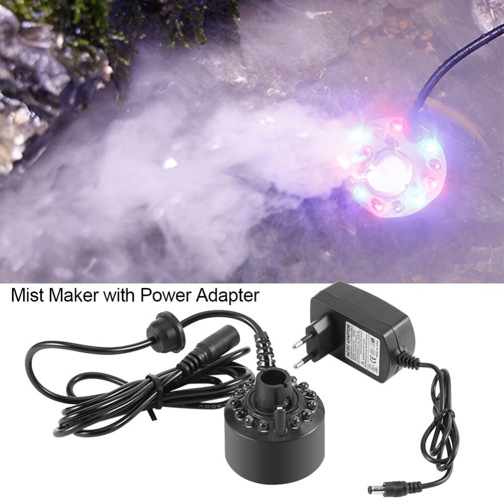 12 LED Colorful Ultrasonic Humidifier Mist Maker Fogger for Water Fountain water feature Creating Atmosphere Air Humidifier