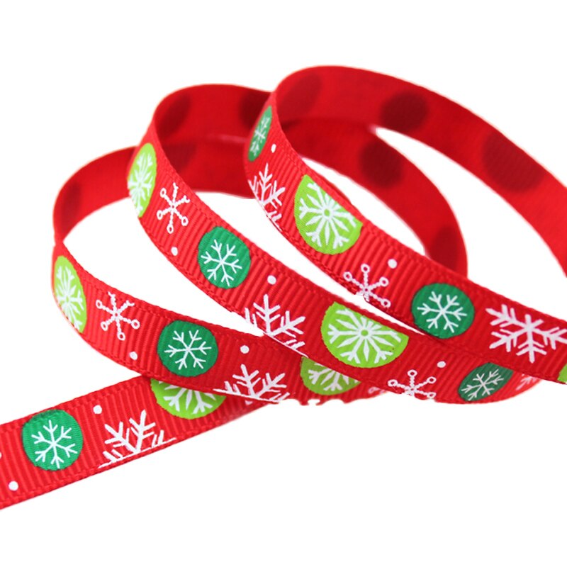 Rubans en Satin -grain 10mm, 2 mètres/lot, pour décoration de la saint-valentin, noël, pour emballage: Red Snow Grosgrain