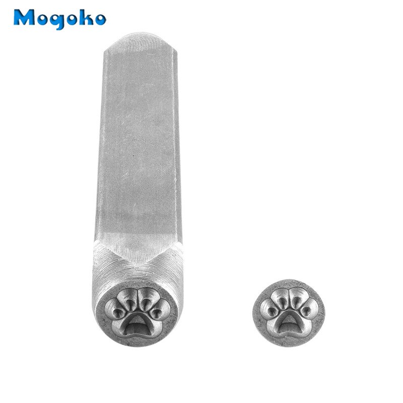 Mogoko 6mm Herz Metall schlagen Stempel Stanz Werkzeug für Stanzen Stanzen Metall Schmuck Tonne Leder Holz Kreuz Biene Sterne schlagen Werkzeug: Haustier Fuß drucken