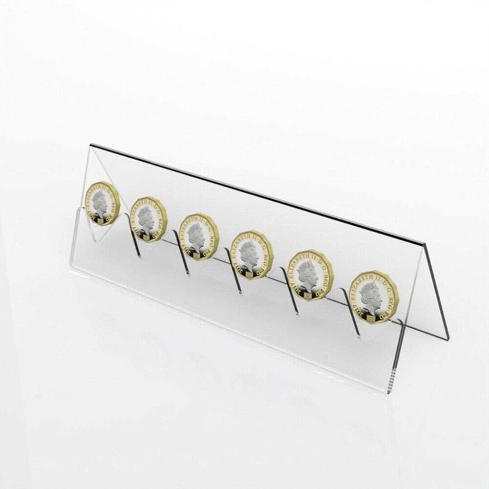 6-Slot Clear Acrylic Commemorative Coin Display Rack Holder Stand for Collector