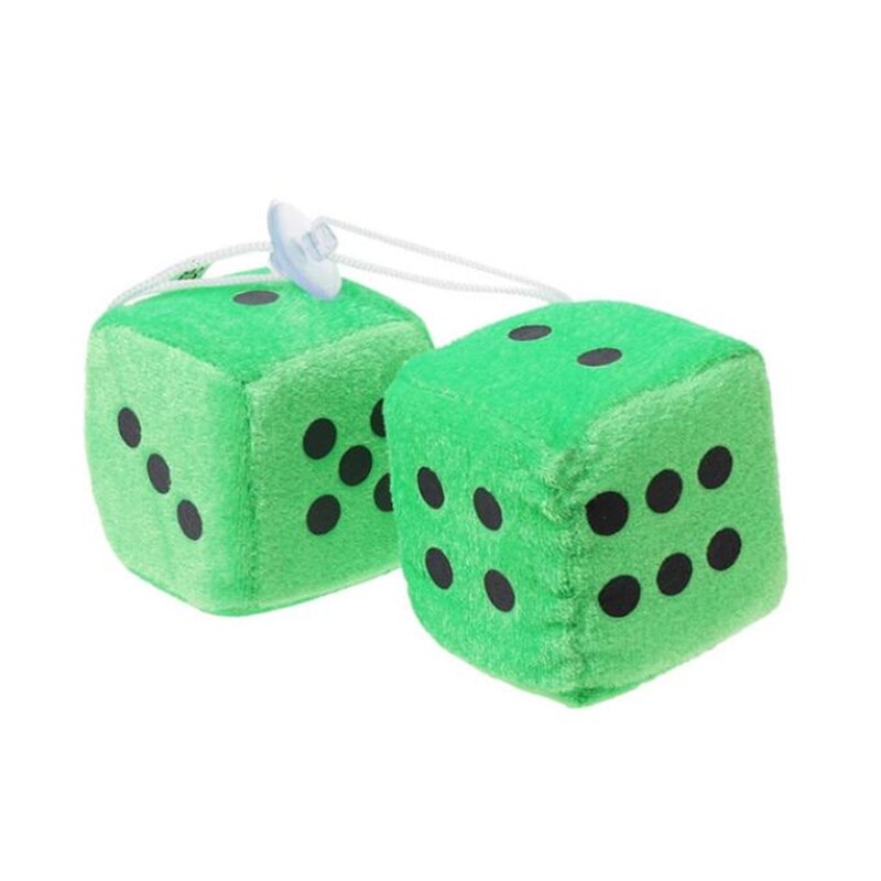 2 stk/parti bil plys vedhæng med diffuse terninger punkter bakspejl krog dekoration bil stil tilbehør bil dekoration: Grøn