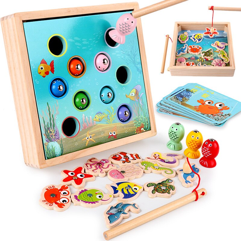 Kids Houten Speelgoed Magnetische Vissen Speelgoed Spel Baby 3D Vissen Game Early Learning Educatief Speelgoed Voor Kinderen Outdoor Grappig Speelgoed