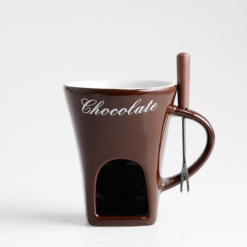 Fondue Mug Set Personal Mini Fondue Pots Chocolate Cheese Ice Cream Fondue Maker Kit Individual Butter Melter Cup Small Warmer: Chocolate