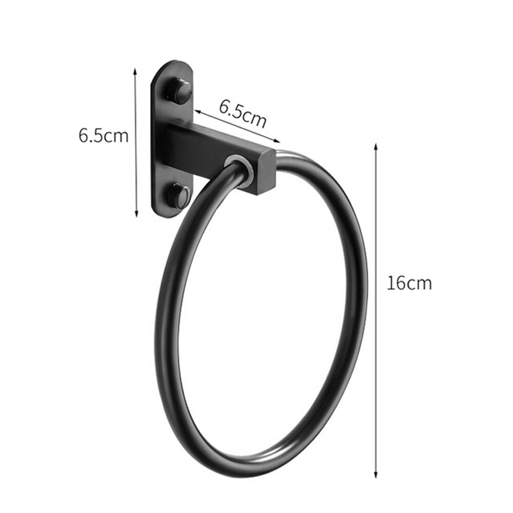 1 Set Towel Ring Aluminum Alloy Hand Towel Rack Hanger For Bathroom Black Durable Glue Concealed Screws Included
