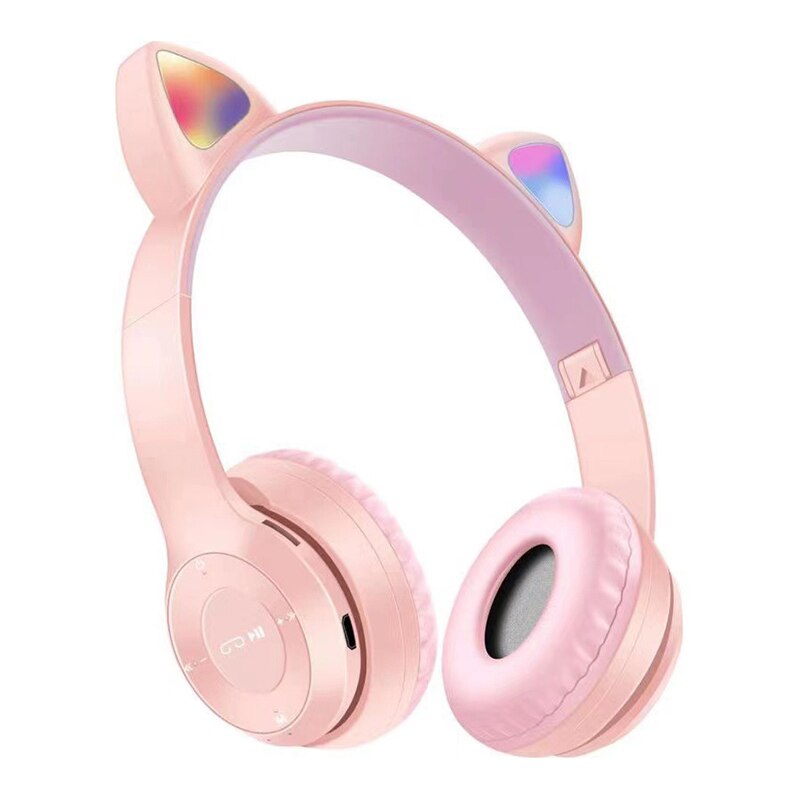 Led Cat Ear Noise Cancelling Hoofdtelefoon Bluetooth 5.0 Jongeren Kids Headset Ondersteuning Sd-kaart 3.5Mm Plug met Mic