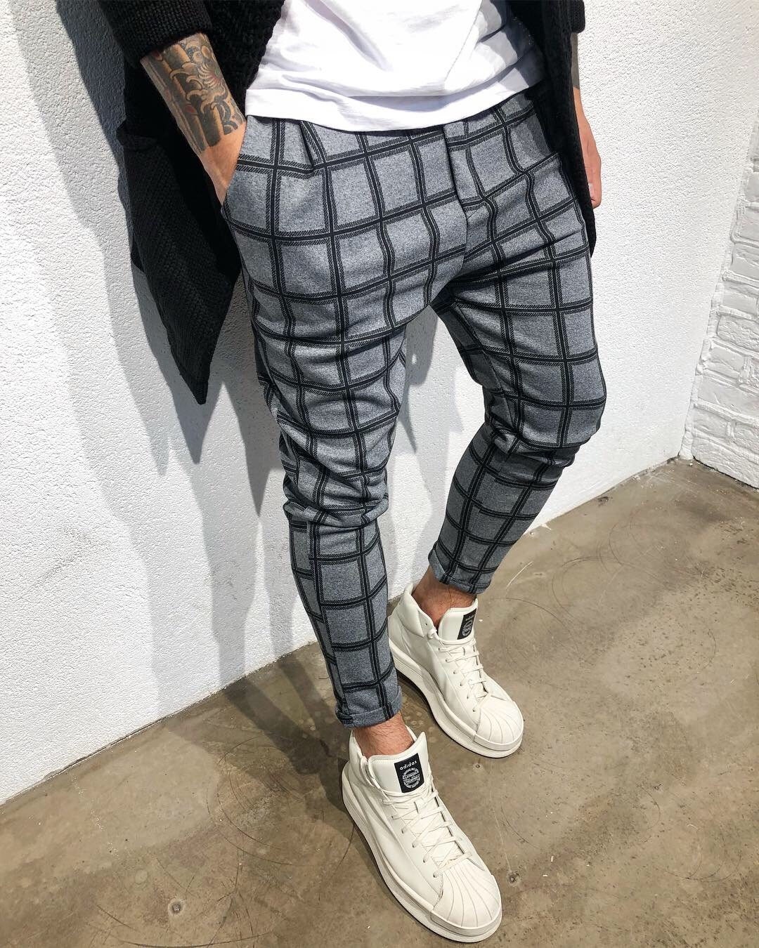 Pantalon de jogging à carreaux pour homme, survêtement de sport, Streetwear, collection automne: XXL(185cm 80kg) / 20CK29-Gray