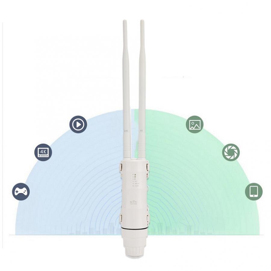 Wireless Wifi Extender High Power Outdoor AP Repeater AC600 Dual Band 2.4G + 5G 100-240V