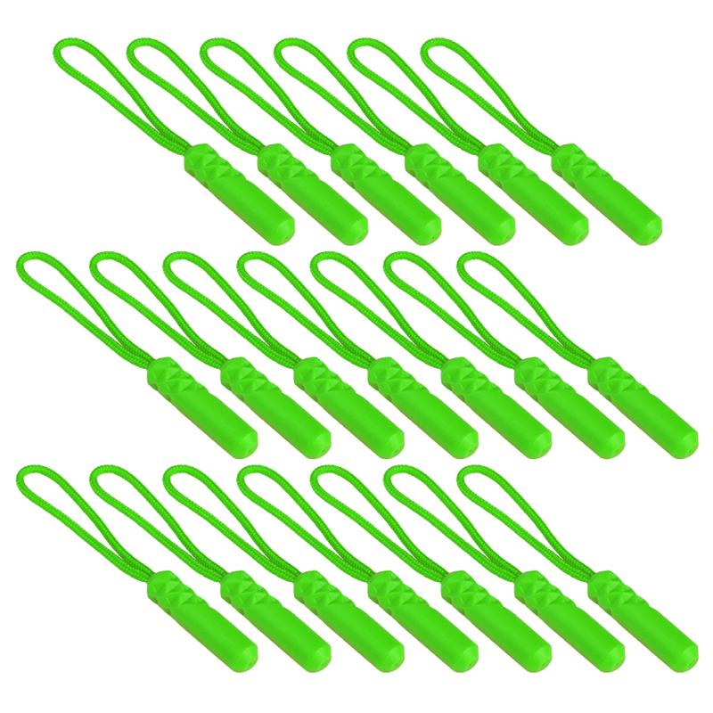 20 pièces tête de cylindre tirette tirette compacte tirant la corde fermeture à glissière tête queue corde multi-usages tirette extracteur pour vêtements: Green