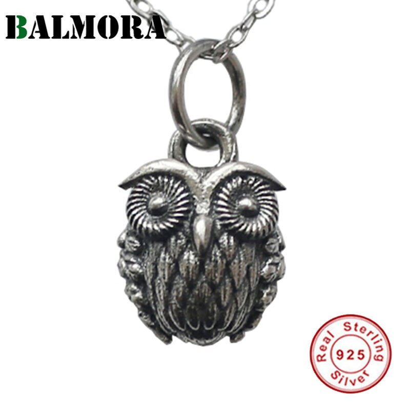 Balmora original 925 silberne 3d niedliche eulenanhänger für damen, mädchen, retro-punk-stil, exquisiter tieranhänger, schmuck ohne kette