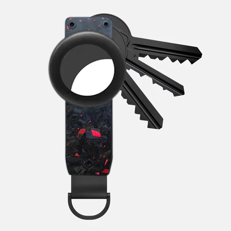 Key Organizer, Compact Keyholder, Anti-Lost Metal Keychain with Airtag Case, Compatible with Apple AirTag Finder Tracker, Alumin: Red