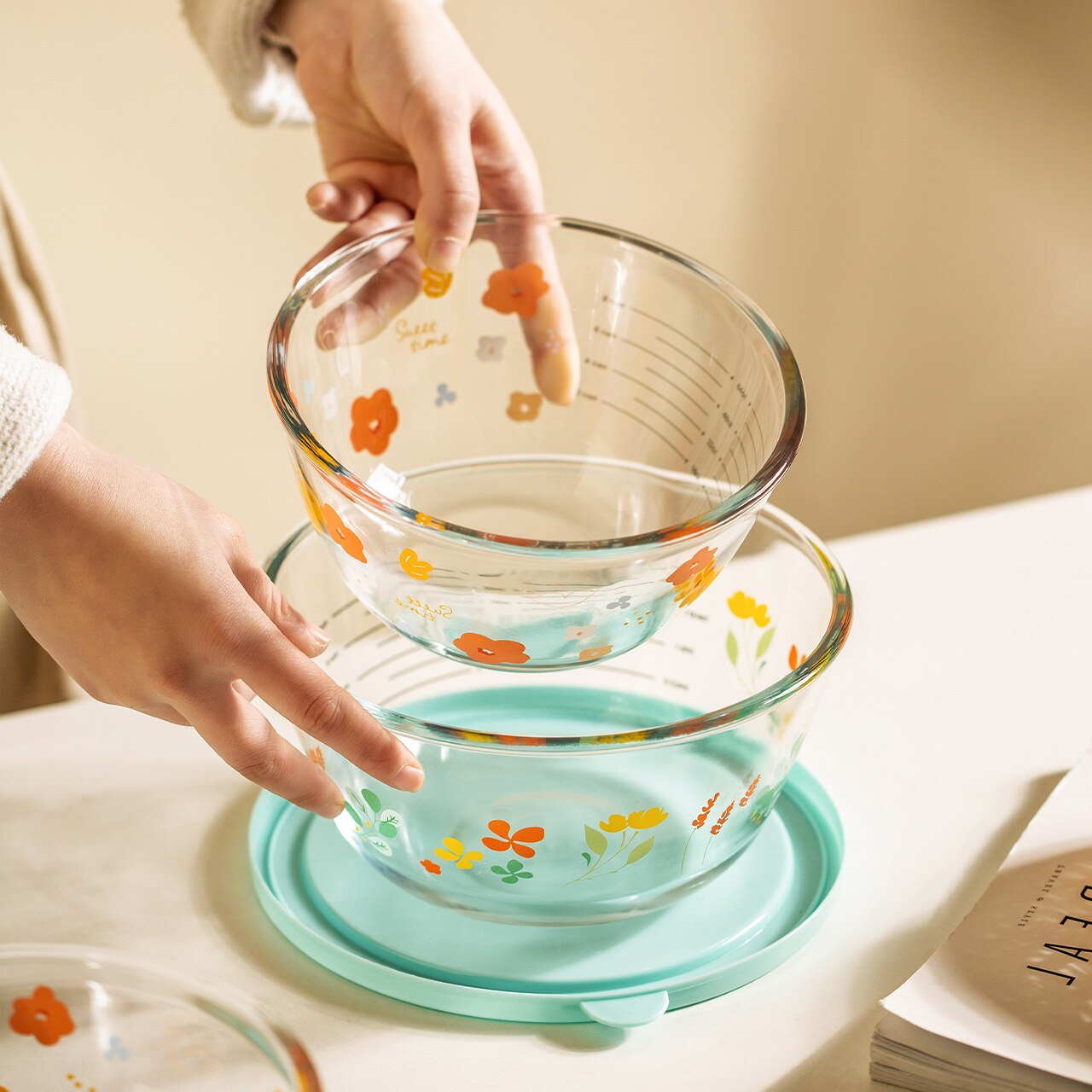 Raento Glass Ixing Bowls Batter Bowls 1 Litre, 1.5 & Litre 2.5 (Size - View #11