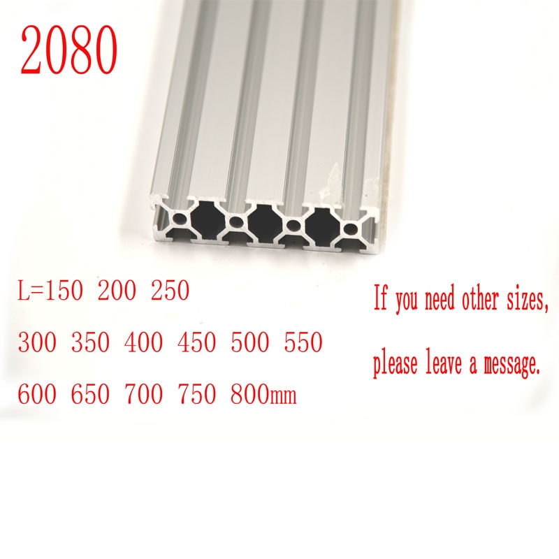 3D Printer Onderdelen 2080 Aluminium Profiel Europese Standaard Geanodiseerd Lineaire Rail Aluminium Profiel 2080 Extrusie 2080 voor cnc