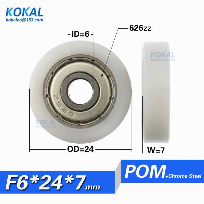 Freies 10Stck geräuscharm kugellager Rolle Rad Wohnung typ kunststoff Lagerbier Rolle 17/18 /21/22/24/25/28MM: Ich würde6  OD24  W7