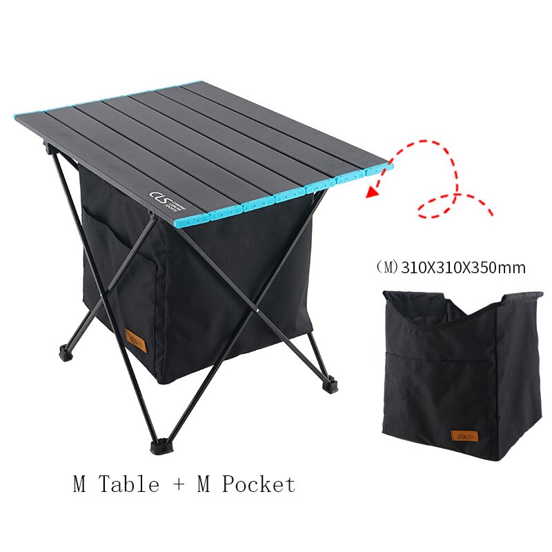 Udendørs foldebord aluminiumslegering ultralet campingbord bærbart sammenklappeligt spisebord til grill bjergbestigning picnic: M bord med lomme
