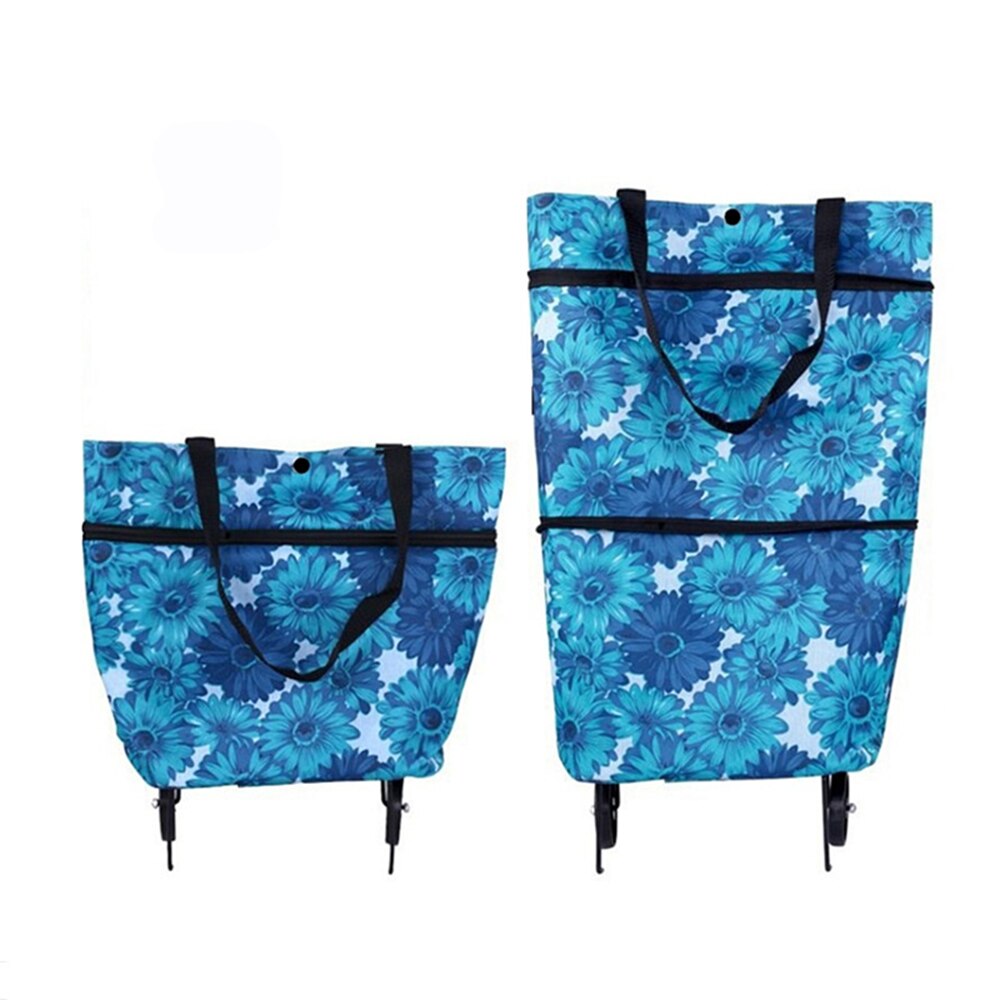 Foldable Shopping Pull Cart Trolley With Wheels Shopping Bags Reusable Grocery Food Vegetables Eco Large Waterproof Storage Bag: Style 2 A