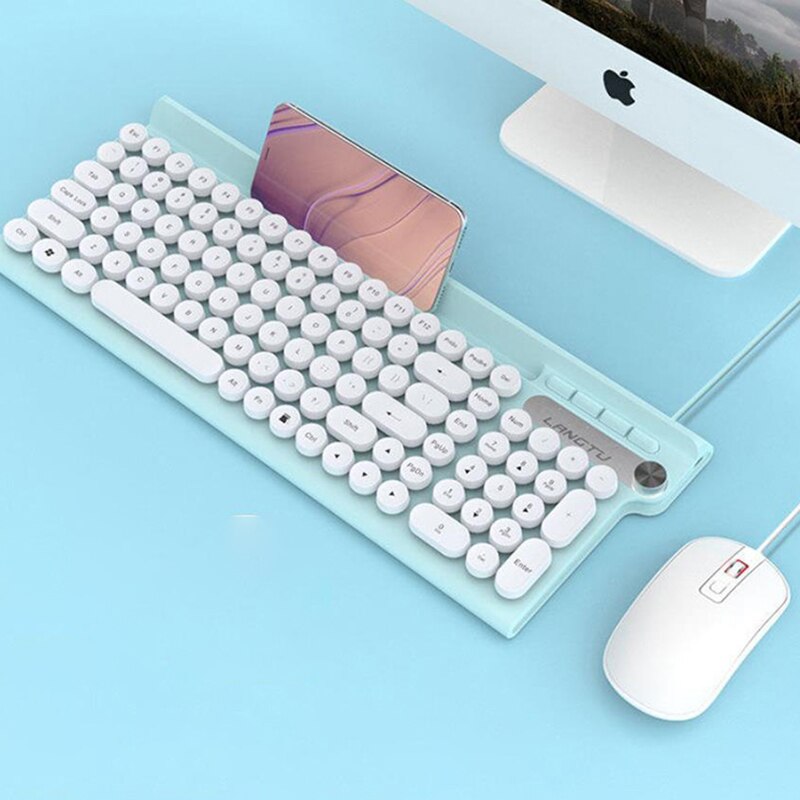 USB 104-key Gaming wired membrane keyboard and mouse set is suitable for computer notebooks as for girls