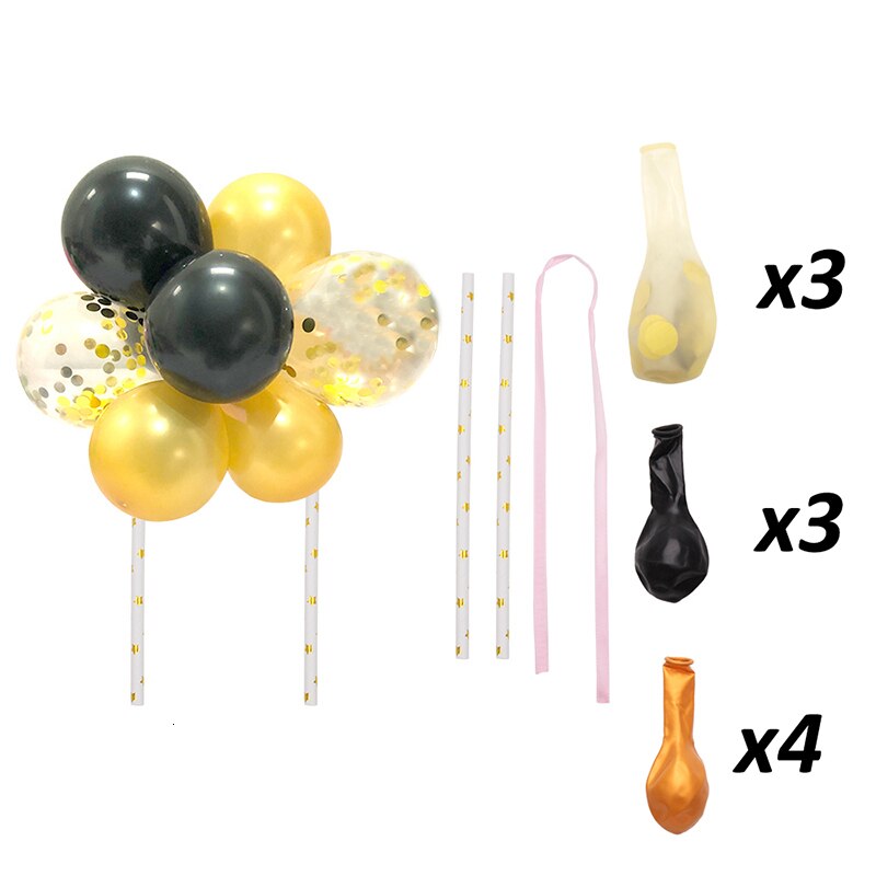 5Inch DIY Cake Balloons Cake Topper Cloud Shape Confetti Balloon Cake Topper balons for Birthday Baby Shower Wedding Decor: black gold