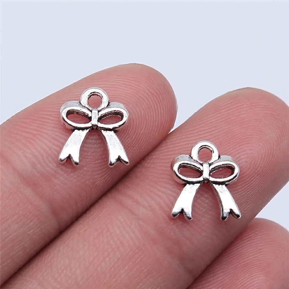 20Pcs Charms Tiny Boog Antiek Zilver Kleur Strik Charms Sieraden Bevindingen Diy Strik Charms: B15513-11x9mm