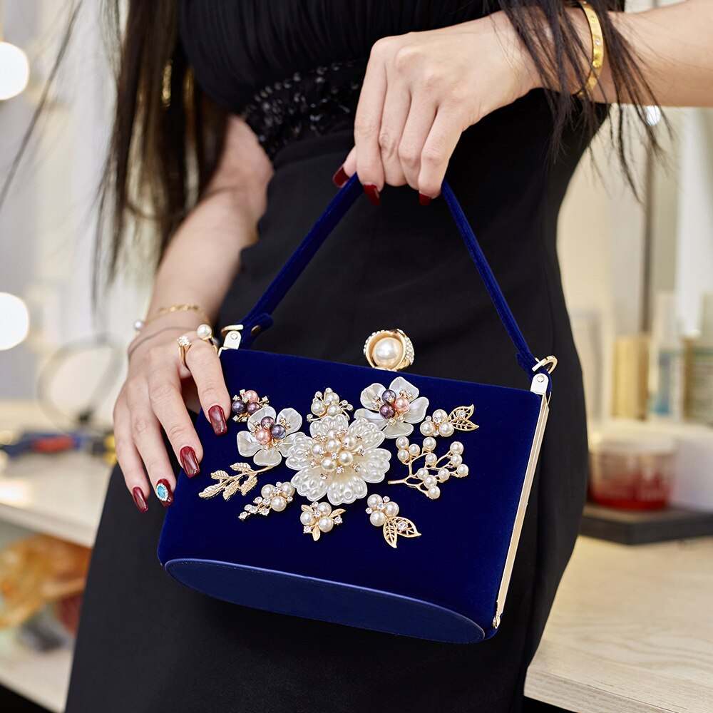 Neue Wildleder frauen Tasche Temperament Diagonal Kreuz Tasche Blume Abendessen Wird Packen Den Name Karte Bit Tasche bequem