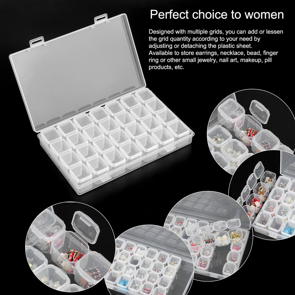 28 Grids Storage Boxes For Diamond Painting Accessory Jewelry Box Oraginzer Earring Rings Packaging Case Casket For Decoration