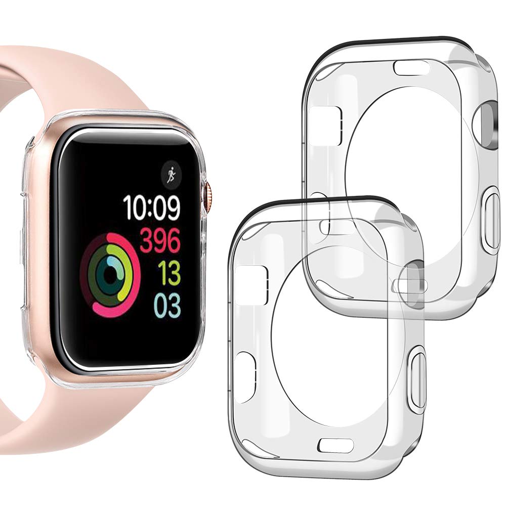 Funda para reloj Apple watch 5 4 40mm 44mm fundas blandas de silicona para arañazos iWatch Series 3 2 42mm 38mm Accesorios: 2 packs / for 44MM