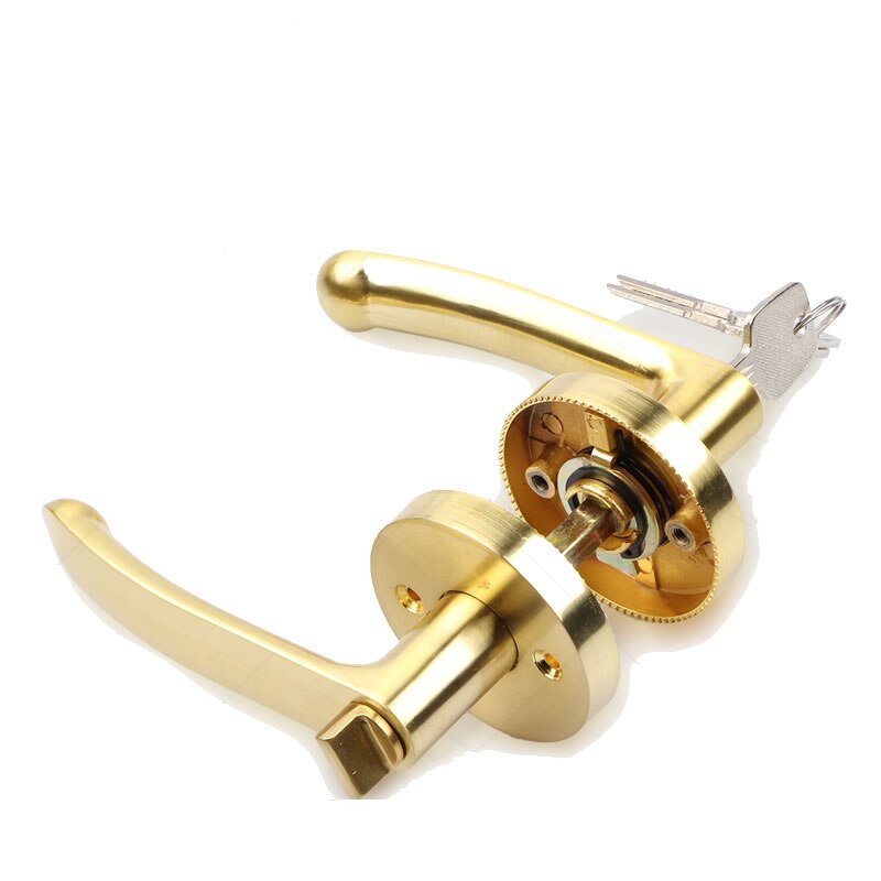Enkeltbolt håndtag lås, til toiletbadeværelset soveværelse, med nøgle eller ingen nøgle, sort guldfarve, nem installation, dørbeslag