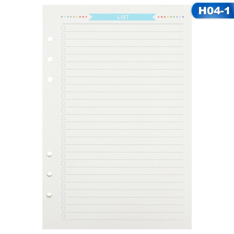 6 Holes Loose Leaf Notebook Spiral Planner Refill Inner Paper A5 A6 Pages Diary Weekly Monthly Plan To do List 40Pcs/Set: H04-1