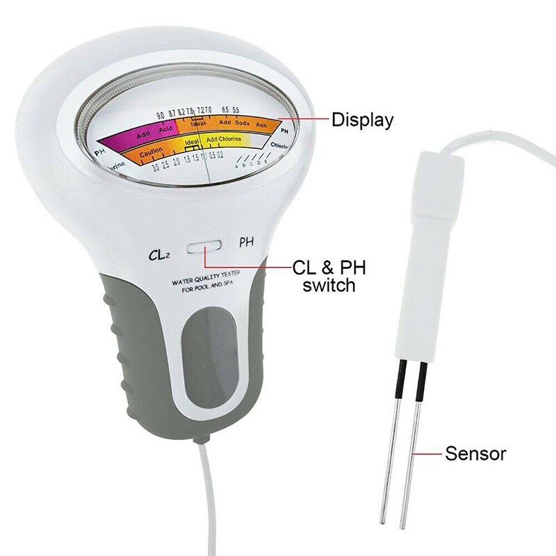 Testeri 2 in 1 vesi ph & kloori pc -101 taso kannettava digitaalinen ph mittari allas kylpylä analyyttiset instrumentit