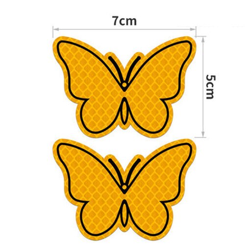 Vlinder Reflecterende Waarschuwing Stickers Nacht Veiligheid Tapes voor Auto 'S E-bikes Voertuigen Decals Gemaakt met 3M Materialen: ButterflyYellow