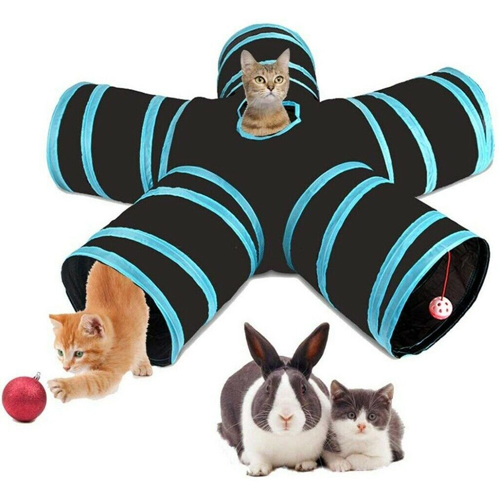 Foldable Pet Cat Tunnel Pet Cat Kitten Puppy Tunnel Play Toy 5 WAY Foldable Exercise Tunnel Funny Toys Kitty Puppy Training P