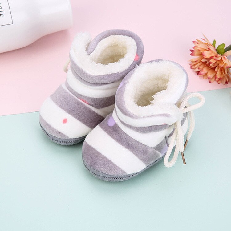 Zapatos de algodón para bebé, botas de nieve de terciopelo para bebé, zapatos antideslizantes para bebé, con cordones altos para 0 a 1 años: 5 / 14(12CM)