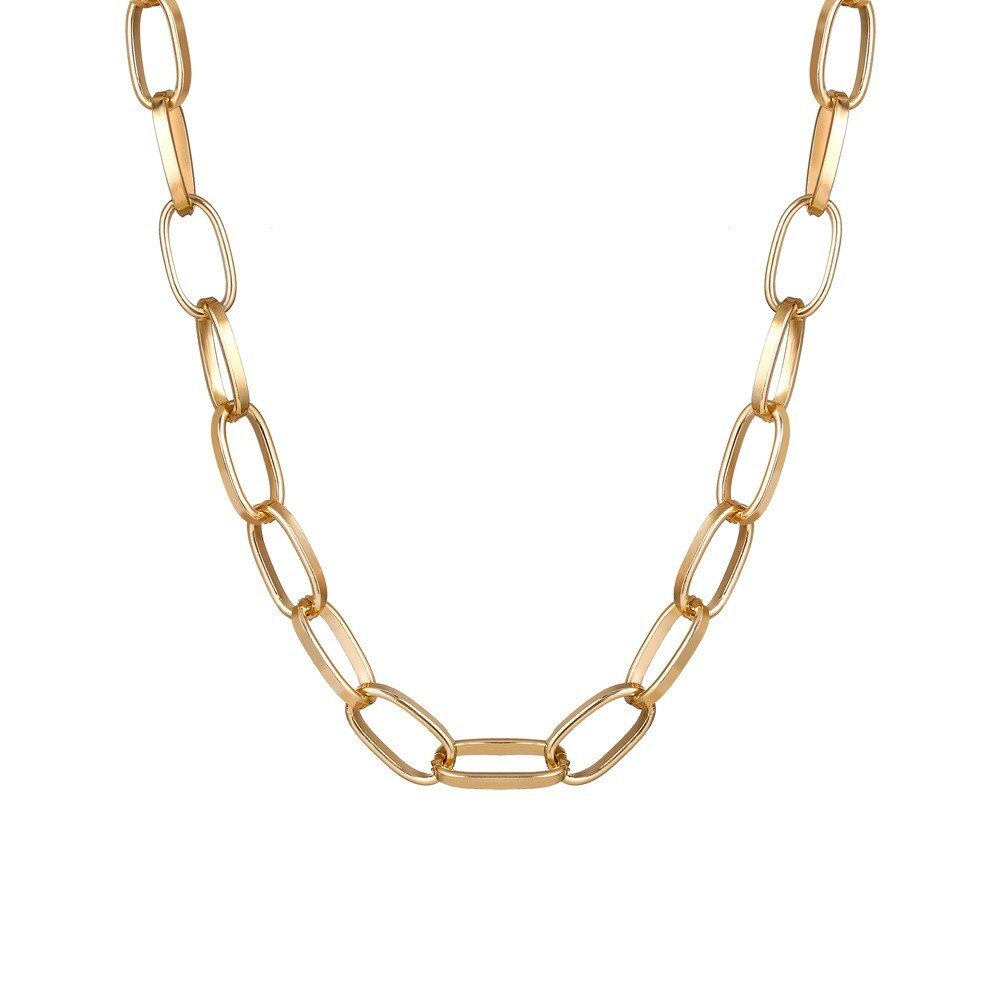 Classic punk link chain necklaces for women and girls, trendy modern cubana chained necklace jewelry: Gold