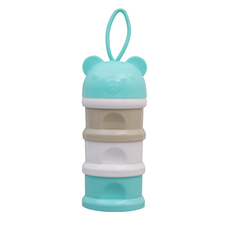3 Layer Container for Mixture Bottle Feeding Baby Formula Breast Milk Power Storage Mix Dispenser babies Food Portable Kids Box: SkyBlue Bear