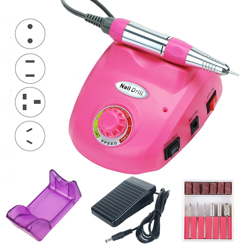 Juego de brocas eléctricas para uñas de 20W y 35000RPM, juego de brocas para manicura y pedicura, Kit de fresas, removedor de Gel, equipo fuerte para uñas