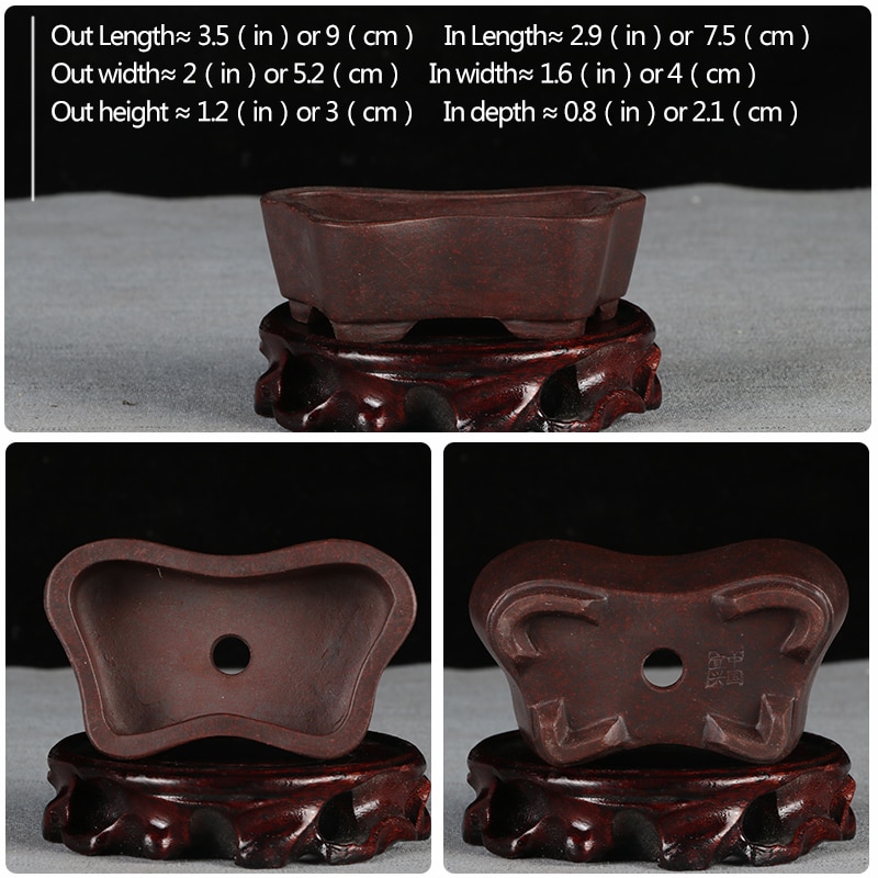 Mini pot à fleurs à sable violet | Petit pot à bonsaï, bassin non glaçure, pot de fleurs de jardin, YiXing: Mini-Old-red-13