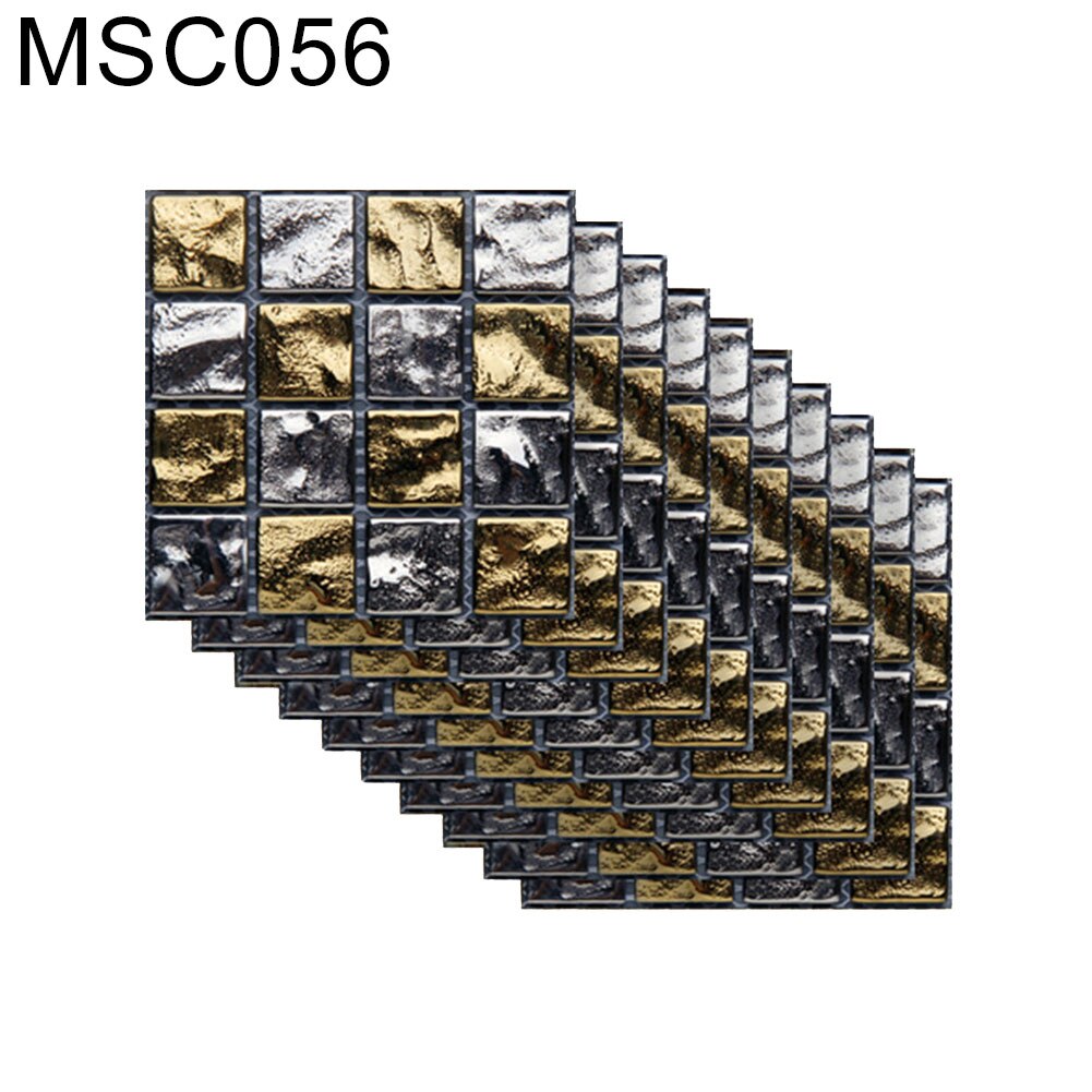 10pcs Mosaic Plane Sticker Black Gray Pvc Self-adhesive Bathroom Kitchen Tiles Waterproof Wall Stair Tile Stickers Decoration: MSC056