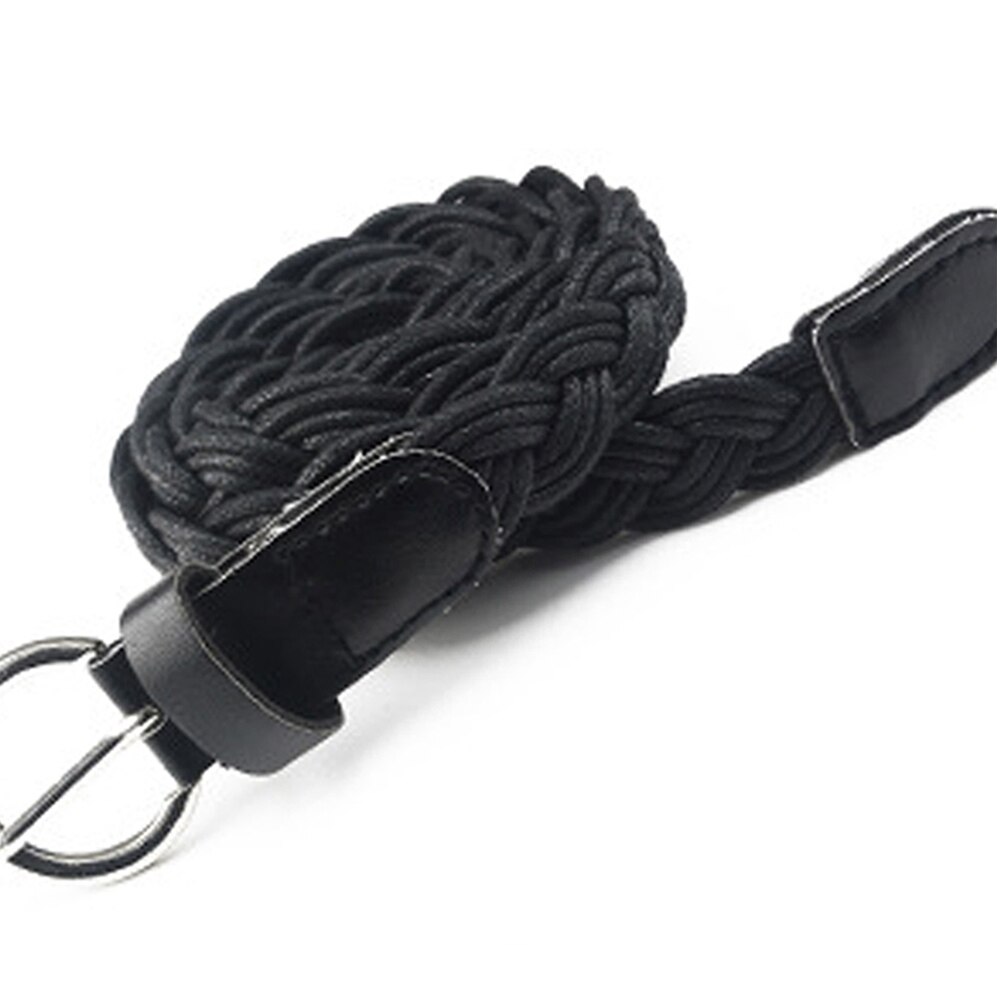 Unisex Casual Woven Belt Child Elastic Belts Men Canvas Elastic Belt Knitted Thin Waist Belts Jeans Alloy Pin Buckle Waistband: 2