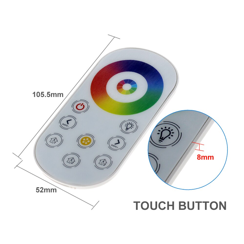Mini LED RF Controller DC5V-24V Wireless Touch Button Remote Control for Single Color/ CCT/ RGB/ RGBW/ RBBWW/ RGB+CCT LED Strip