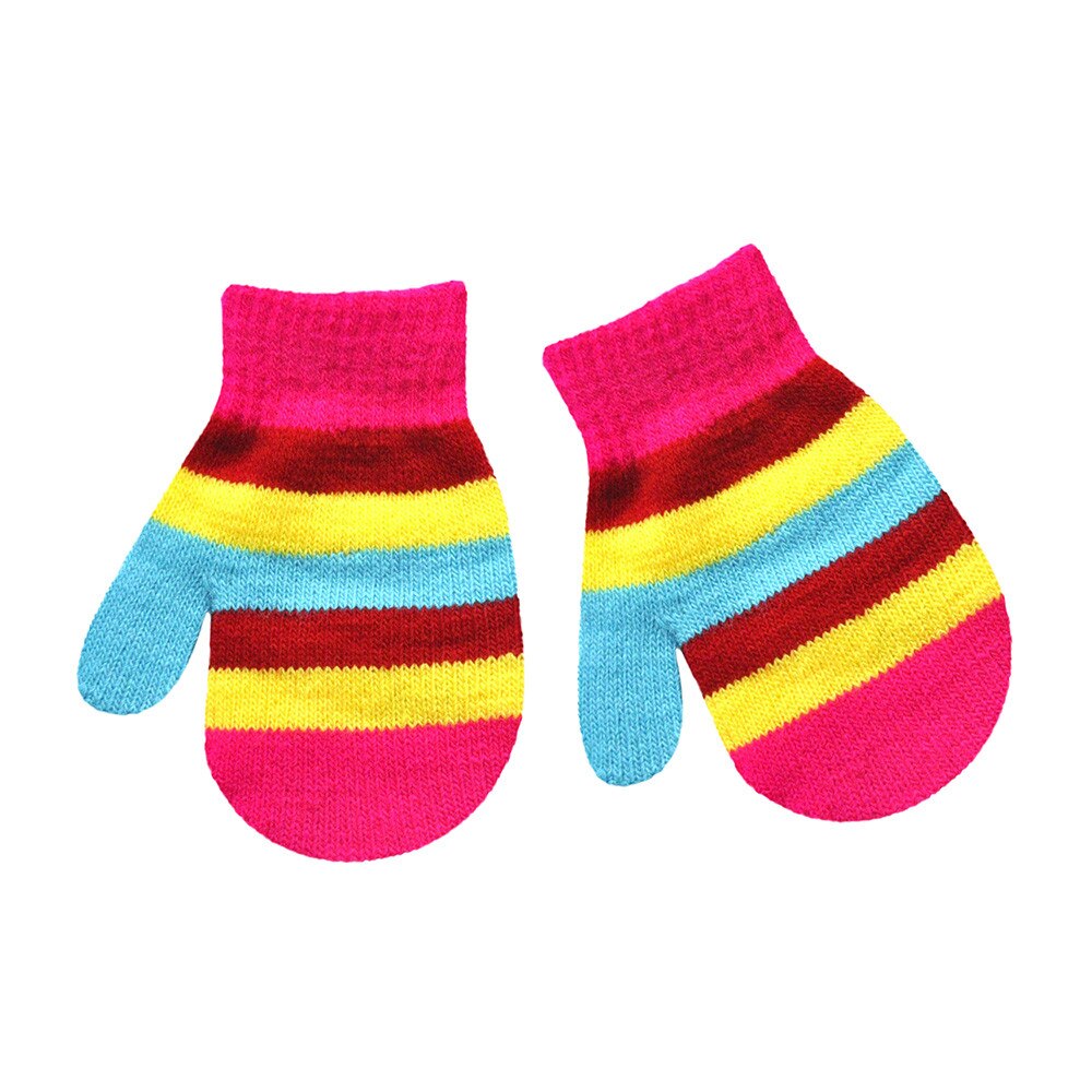 Infant Baby Cute Multicolor Print Girls Boys Of Winter Warm Gloves: Hot Pink