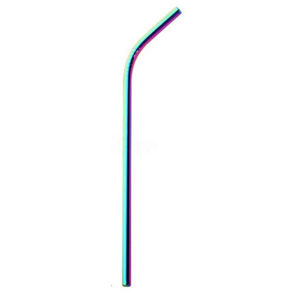 Colorful Drinking Straw Reusable 304 Stainless Steel Metal Straw Sturdy Bent Straight Drinks Straw: Bent pipe11