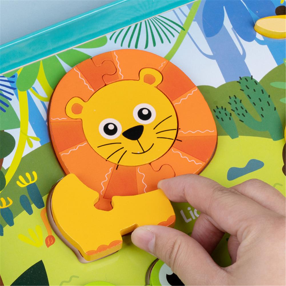 Wooden Animals Jigsaw Puzzle Early Educational Learning Toys Set Preschool Puzzles For Boys Girls Baby Learning Educational