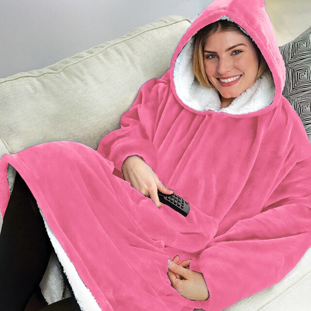 Winter Dicke Comfy Fleece TV Decke Mit Ärmeln Mit Kapuze Gewichteten Erwachsene Fleece Decke Hoodie Tasche Weiche Warme Für Betten Hoodie